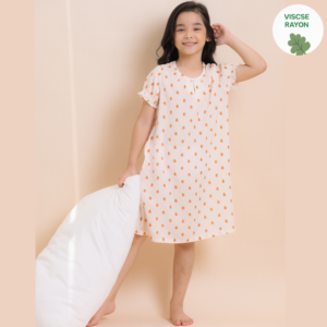 ชุดนอนกระโปรงเด็ก Unifriend Thailand รุ่น22ss/One-piece pajamas kids – Peach (Pink)