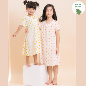 ชุดนอนกระโปรงเด็ก Unifriend Thailand รุ่น22ss/One-piece pajamas kids – Lemon (Yellow)
