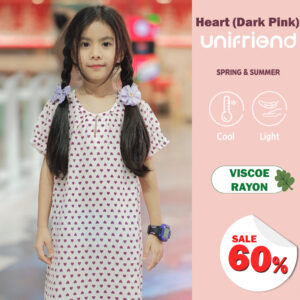 ชุดนอนกระโปรงเด็ก 22ss/One piece pajamas kids – Heart (Dark Pink)