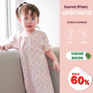 ชุดนอนกระโปรงเด็ก 22ss/One piece pajamas kids Carrot (Pink)