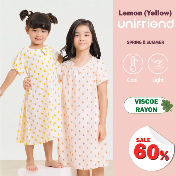 ชุดนอนกระโปรงเด็ก 22ss/One piece pajamas kids Lemon (Yellow)