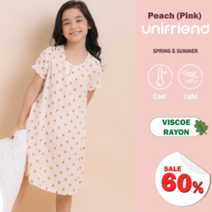 ชุดนอนกระโปรงเด็ก 22ss/One piece pajamas kids – Peach (Pink)