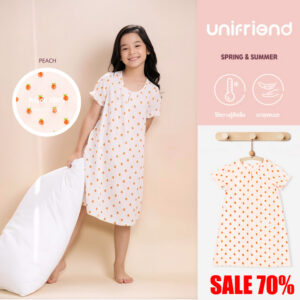 dgfg ชุดนอนกระโปรงเด็ก 22ss/One piece pajamas kids – Peach (Pink)