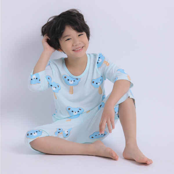 ชุดนอนเด็ก เสื้อผ้าเด็ก Unifriend Thailand รุ่น22ss/Cool Rayon-Stick bear7
