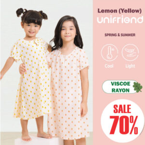 r4tyery ชุดนอนกระโปรงเด็ก 22ss/One piece pajamas kids Lemon (Yellow)