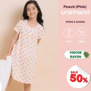 ชุดนอนกระโปรงเด็ก 22ss/One piece pajamas kids – Peach (Pink)