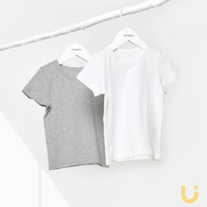 เสื้อยืดเด็ก เสื้อผ้าเด็ก Unifriend Thailand รุ่น Basic White & Melan (2 ตัว)
