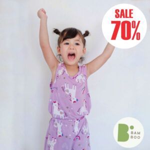 65u6 เสื้อกล้ามเด็กและกางเกงขาสั้น 22ss/Bamboo Purple Unicorn Balm