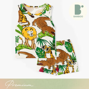 เสื้อกล้ามเด็ก และกางเกงขาสั้น (เซท) Unifriend Thailand รุ่น 22ss/Bamboo Sleeveless - Color jungle chestnut