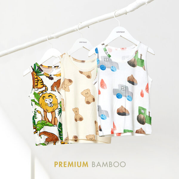 เสื้อกล้ามเด็กและกางเกงขาสั้น Bamboo jungle chestnut