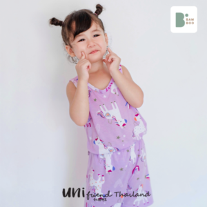 เสื้อกล้ามเด็ก และกางเกงขาสั้น (เซท) Unifriend Thailand รุ่น 22ss/Bamboo Sleeveless – Purple Unicorn Balm