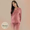 ชุดนอนผู้หญิงแขนขายาว Modal Woman (Dark Pink)