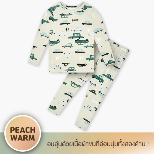 ชุดนอนเด็กแขนยาวขายาว Peach warm (Winter Car)