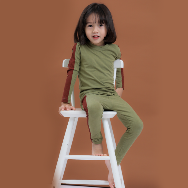 ชุดนอนเด็ก Span Khaki line