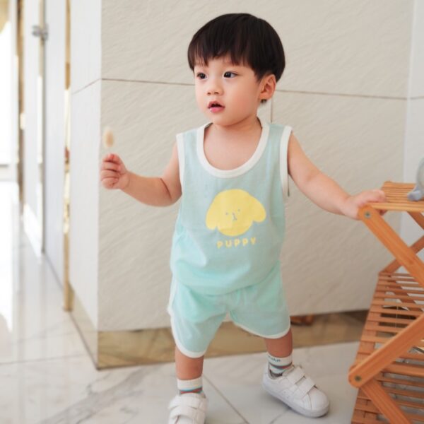ชุดเสื้อกล้ามขาสั้นเด็ก Puppy (Blue)