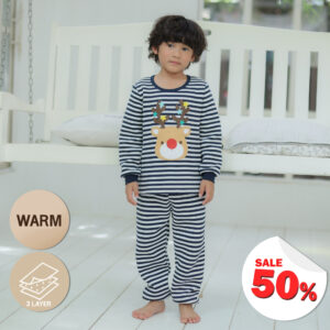 ชุดนอนเด็กแขนยาวขายาว 23fw/Thermal Noel (Navy)