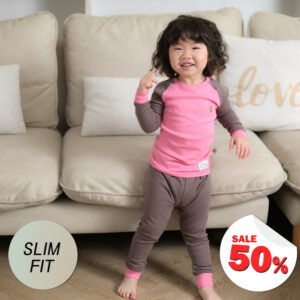 ชุดนอนเด็กแขนยาวขายาว 23fw Raglan Bear (Pink)