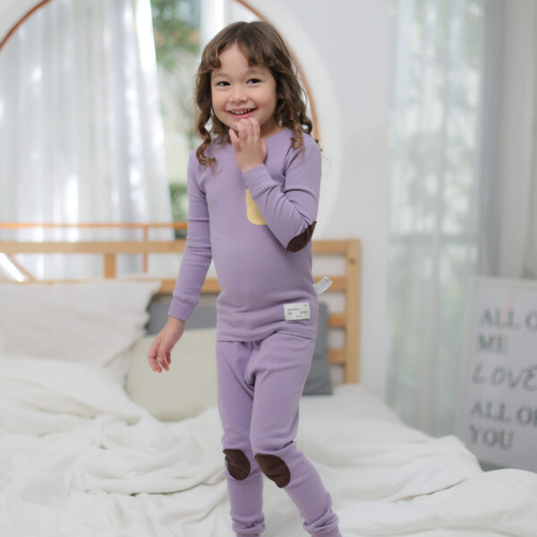 ชุดนอนเด็กแขนยาวขายาว 23fw/Pocket Bear (Purple)