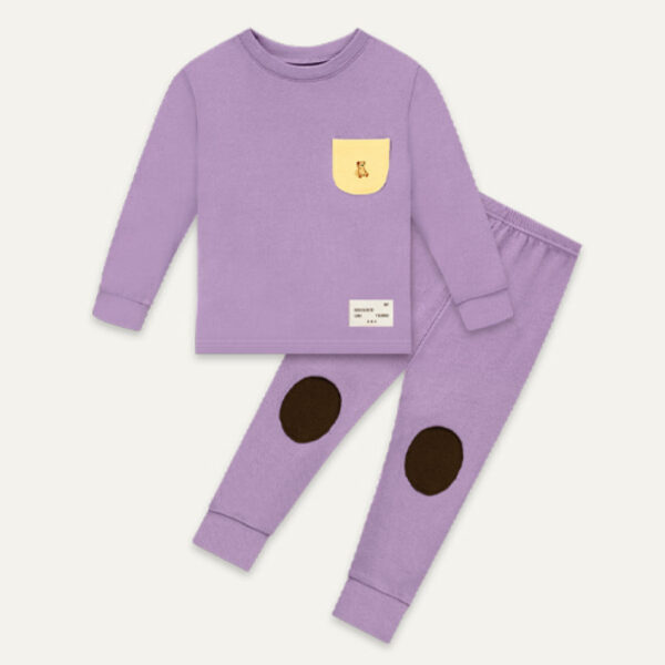ชุดนอนเด็กแขนยาวขายาว 23fw/Pocket Bear (Purple)