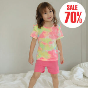 reyetr เสื้อผ้าเด็ก ชุดแขนสั้นขาสั้น 23ss/Rainbow Sherbet