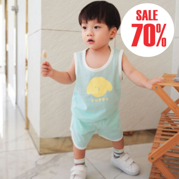 thte ชุดเสื้อกล้ามขาสั้นเด็ก 23ss/Puppy (Blue)