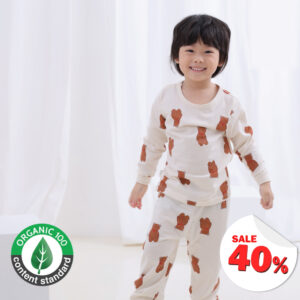 ชุดนอนเด็กแขนยาวขายาว 24ss/Organic Brown Bear