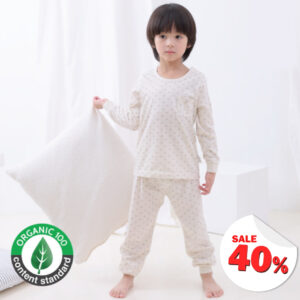 ชุดนอนเด็กแขนยาวขายาว 24ss/Organic Square dot