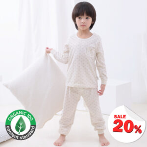 ชุดนอนเด็กแขนยาวขายาว 24ss/Organic Square dot