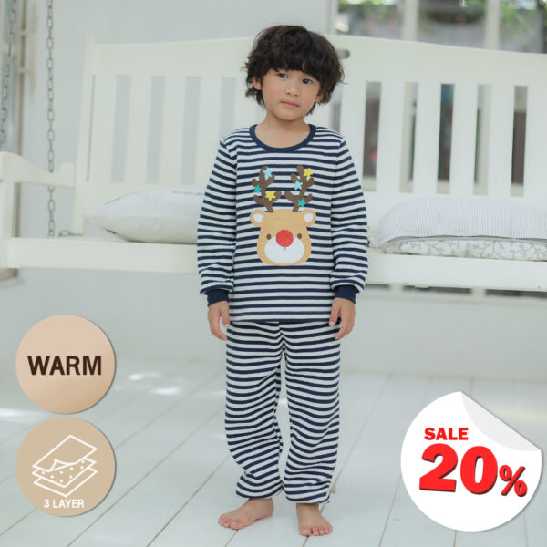 ชุดนอนเด็กแขนยาวขายาว 23fw/Thermal Noel (Navy)