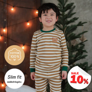 ชุดนอนคริสต์มาส 24fw/Stripe (Beige)