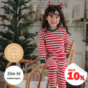 ชุดนอนคริสต์มาส 24fw/Stripe (Red)