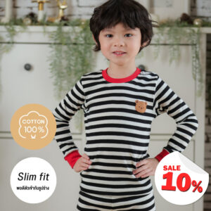 ชุดนอนคริสต์มาส 24fw/Stripe (Black)
