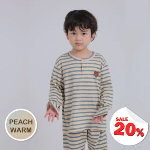 ชุดนอนเด็กผ้านุ่ม 24fw/Peach Warm Mini Heart (Blue)