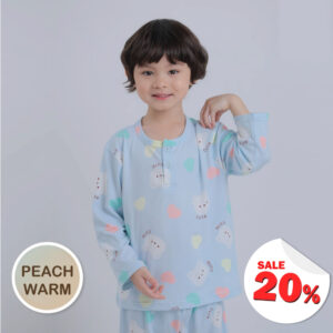 ชุดนอนเด็กผ้านุ่ม 24fw/Peach Warm Candy Bear (Blue)