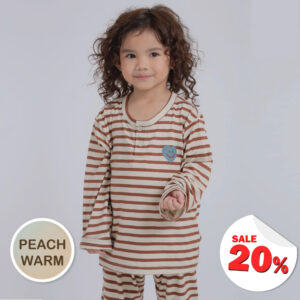 ชุดนอนเด็กผ้านุ่ม 24fw/Peach Warm Mini Heart (Brown)