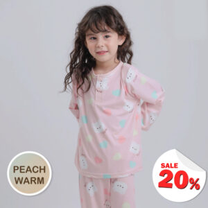 ชุดนอนเด็กผ้านุ่ม 24fw/Peach Warm Candy Bear (Pink)