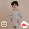 ชุดนอนเด็กผ้านุ่ม 24fw/Peach Warm Check Bear (Brown)