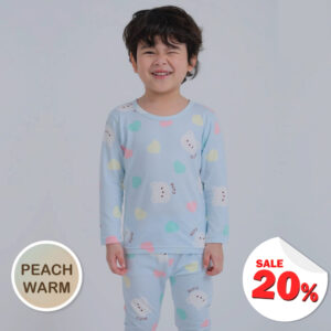ชุดนอนเด็กแขนยาวขายาว 24fw/Peach Warm set Candy Bear (Blue)