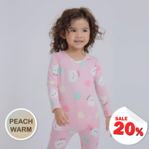 ชุดนอนเด็กแขนยาวขายาว 24fw/Peach Warm set Candy Bear (Pink)
