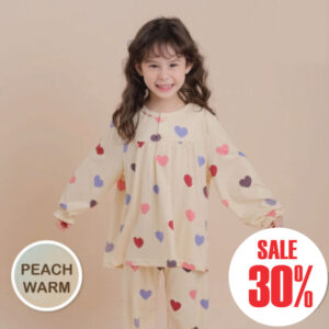 56U6 ชุดนอนเด็กผ้านุ่ม 24fw/Peach Warm Heart