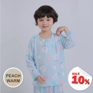ชุดนอนเด็กผ้านุ่ม 24fw/Peach Warm Candy Bear (Blue)