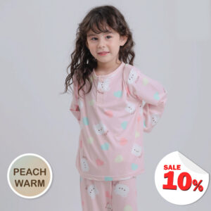 ชุดนอนเด็กผ้านุ่ม 24fw/Peach Warm Candy Bear (Pink)