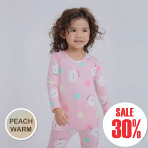 6U64 ชุดนอนเด็กแขนยาวขายาว 24fw/Peach Warm set Candy Bear (Pink)