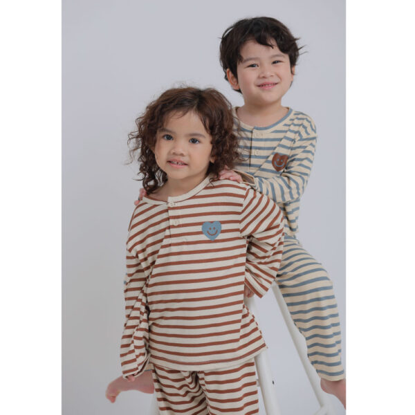 ชุดนอนเด็กผ้านุ่ม 24fw/Peach Warm Mini Heart (Brown)