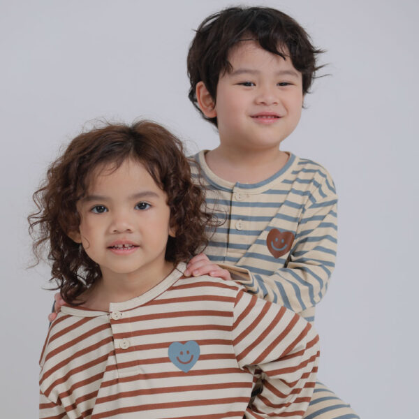 ชุดนอนเด็กผ้านุ่ม 24fw/Peach Warm Mini Heart (Brown)