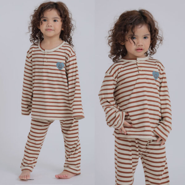 ชุดนอนเด็กผ้านุ่ม 24fw/Peach Warm Mini Heart (Brown)