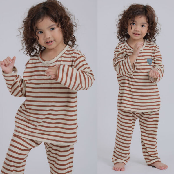 ชุดนอนเด็กผ้านุ่ม 24fw/Peach Warm Mini Heart (Brown)