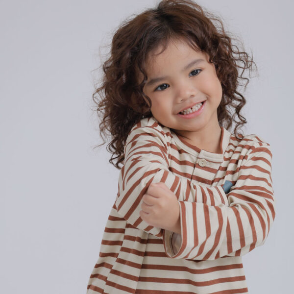 ชุดนอนเด็กผ้านุ่ม 24fw/Peach Warm Mini Heart (Brown)