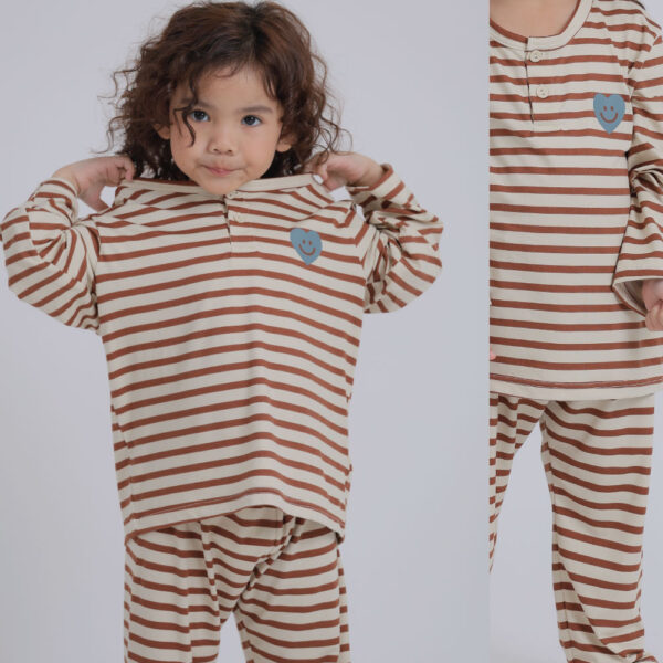 ชุดนอนเด็กผ้านุ่ม 24fw/Peach Warm Mini Heart (Brown)