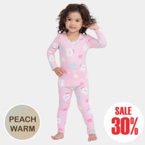 wefewf ชุดนอนเด็กแขนยาวขายาว 24fw/Peach Warm set Candy Bear (Pink)